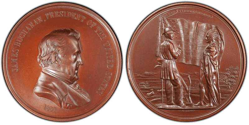 (1857) Bronzed-Copper Medal J-IP-36, James Buchanan