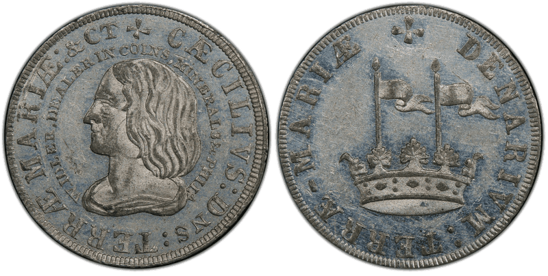 (1859) Token Maryland Denarium Idler Copy, W-15675 White Metal