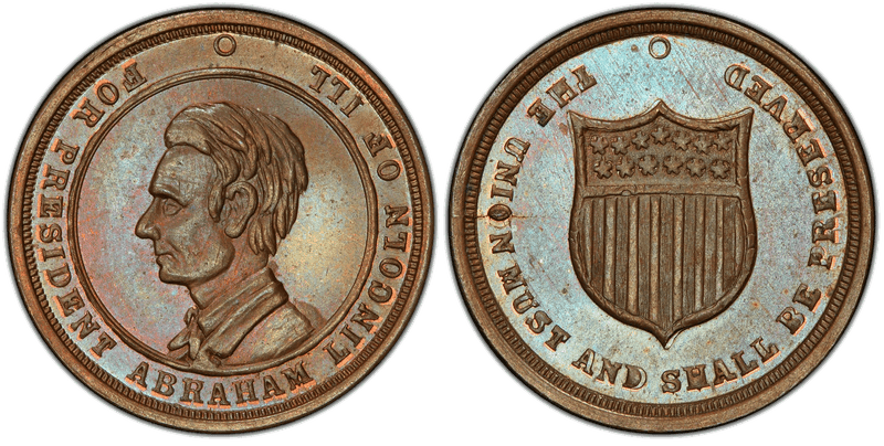 (1860-62) Copper Civil War Patriotic Token F-506/512a, Abraham Lincoln