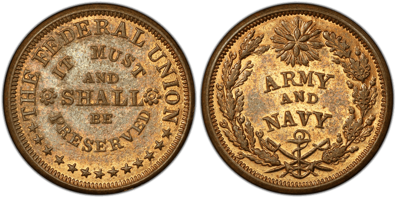 (1860-65) Brass Civil War Patriotic Token F-226/321b, The Federal Union
