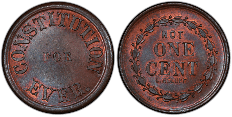 (1860-65) Civil War Patriotic Token F-247/377a, Constitution