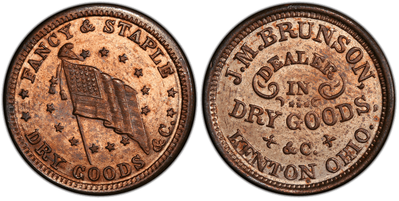 (1860-65) Token F-420A-1d Copper-Nickel PE J.M. Brunson OH