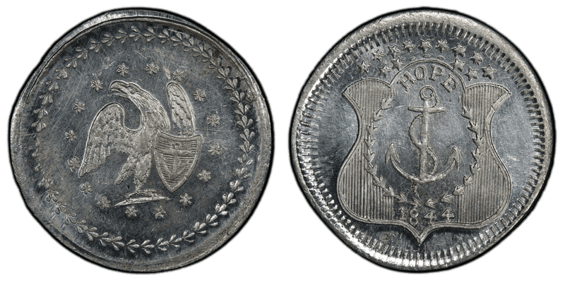 (1860-65) White Metal Civil War Patriotic Token F-481/483e, Hope