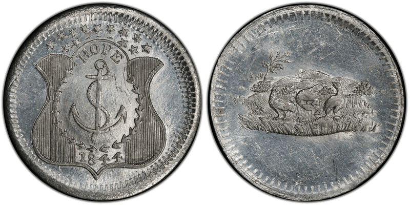 (1860-65) White Metal Civil War Patriotic Token F-481/492e, Hope