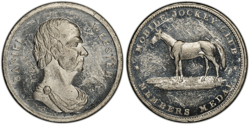 (1860) White Metal Token Rulau Ala-19, Mobile Jockey Club