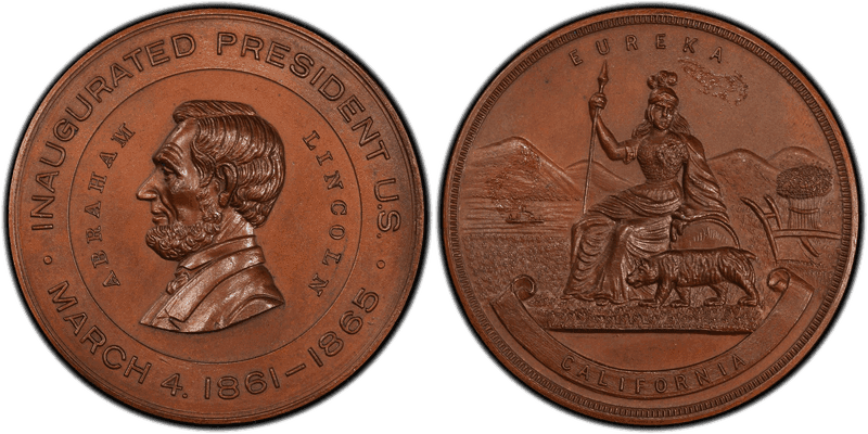 (1861-65) Bronze Medal King-836, Lincoln Inaguration-Eureka, CA