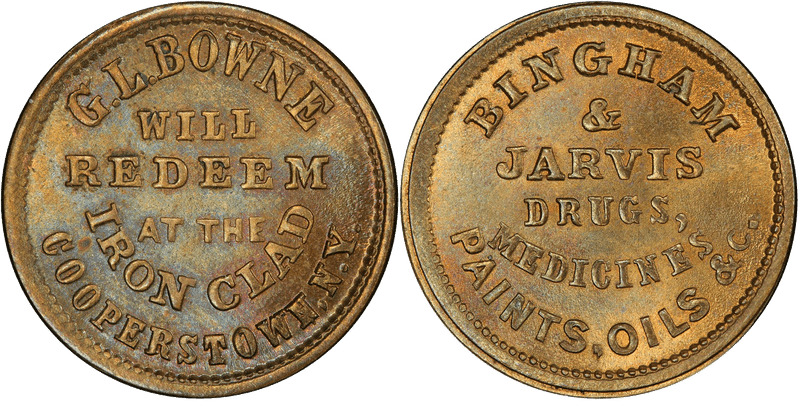 (1861-65) Brass Civil War Store Card F-145B-1b, G.L. Bowne NY