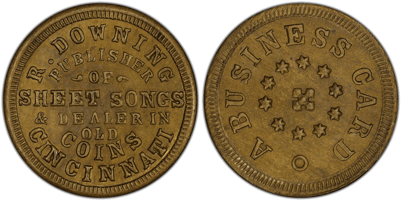 (1861-65) Brass Civil War Store Card F-165AK-7b, R. Downing OH