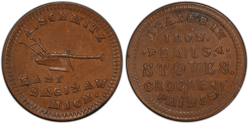 (1861-65) Civil War Store Card F-280E-1a, A. Schmitz MI