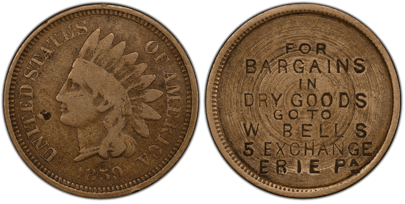 (1861) Copper-Nickel Civil War Store Card F-360A-1do, W. Bell's PA