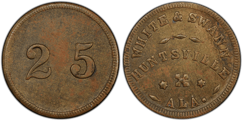 (1861-65) Brass Civil War Store Card F-425A-6b, White & Swann AL