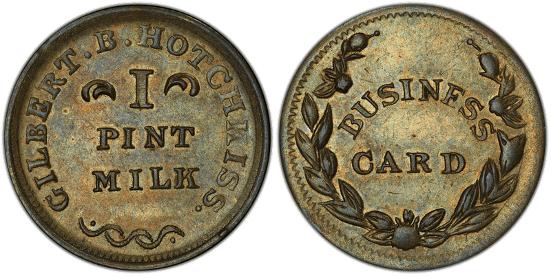 (1861-65) Brass Civil War Store Card F-560aA-1b, Gilbert B. Hotchkiss CT