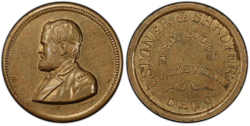 (1861-65) Brass Civil War Store Card F-5A-5b, Stoner & Shroyer OH