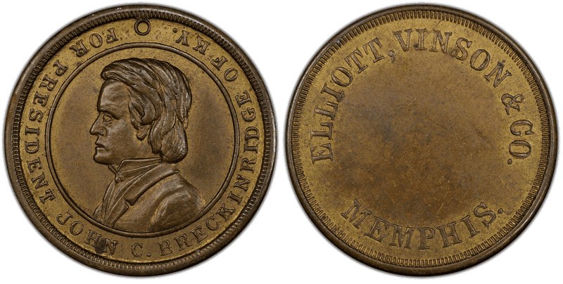 (1861-65) Brass Civil War Store Card F-600B-2b, Elliot, Vinson & Co. TN
