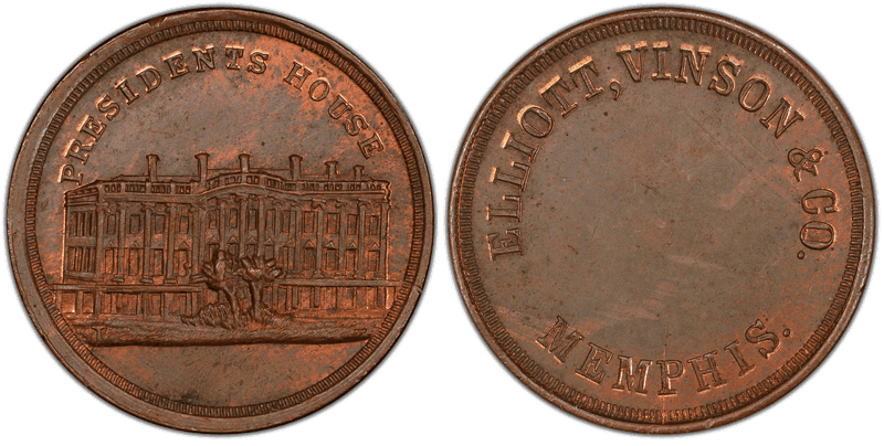 (1861-65) Copper Civil War Store Card F-600B-4a, Elliot, Vinson & Co. TN
