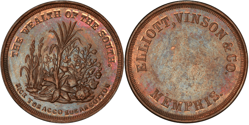 (1861-65) Copper Civil War Store Card F-600B-6a, Elliot, Vinson & Co. TN