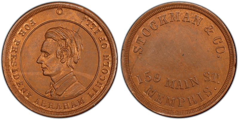 (1861-65) Copper Civil War Store Card F-600F-11a, Stockman & Co. TN