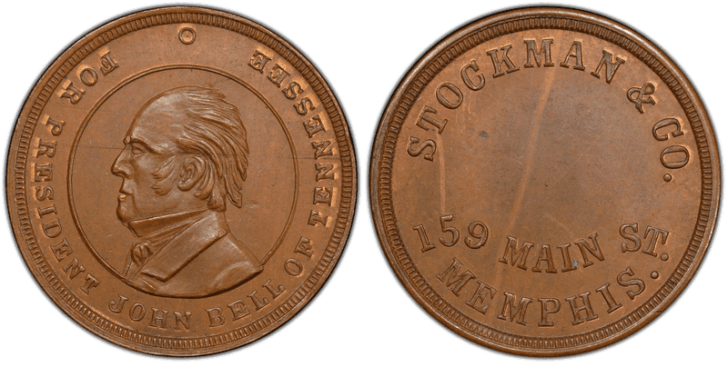 (1861-65) Copper Civil War Store Card F-600F-1a, Stockman & Co. TN
