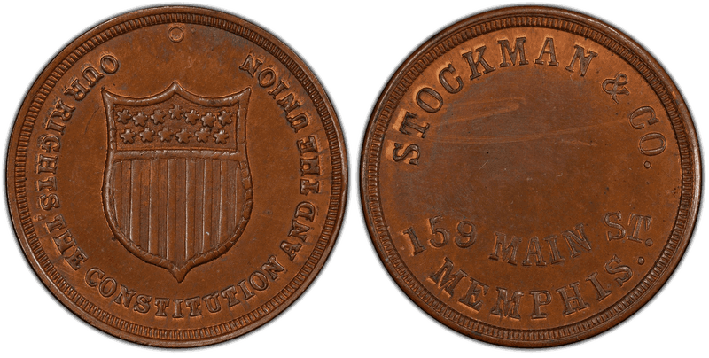 (1861-65) Copper Civil War Store Card F-600F-8a, Stockman & Co. TN