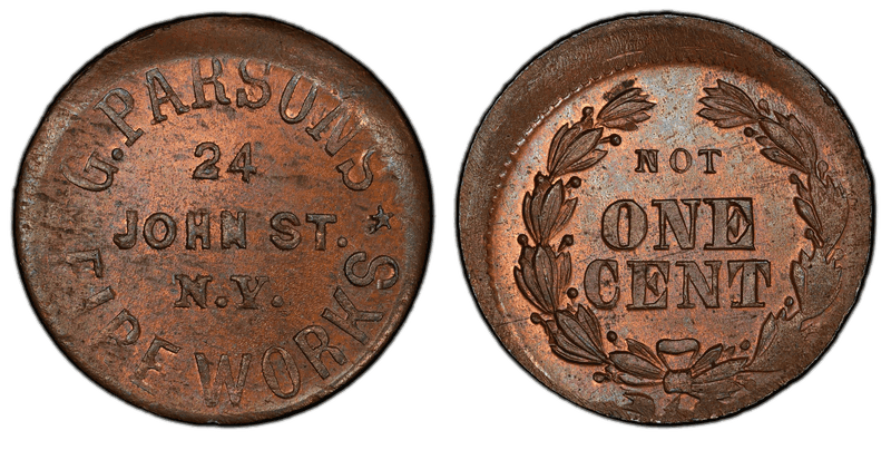 (1861-65) Civil War Store Card F-630BE-10a, G. Parsons NY