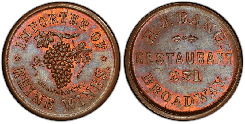 (1861-65) Civil War Store Card F-630D-1a, H.J. Bang Restaurant NY