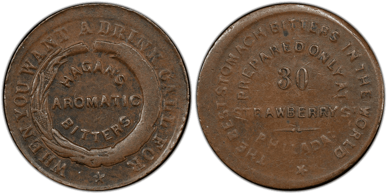 (1861-65) Copper Civil War Store Card F-750Laa-1a, Hagan's PA