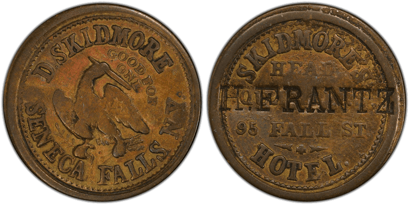 (1861-65) Brass Civil War Store Card F-845B-1b, Skidmore's-H. Frantz NY