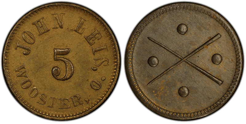 (1861-65) Brass Civil War Store Card F-975G-1b, John Leis OH