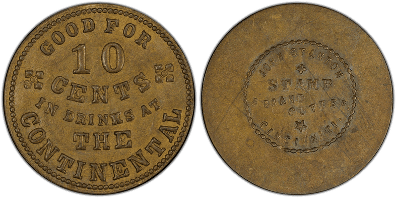 (1861-65) Brass Civil War Store Card F-LU-D-1b, The Continental OH