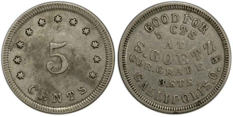 (1861-65) German-Silver Civil War Store Card F-NC-I-1j, S. Goetz OH