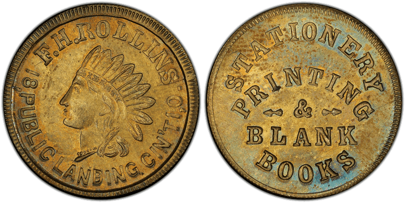 (1861-65) Brass Civil War Store Card F-NC-OH-U, 1b F.H. Rollins OH