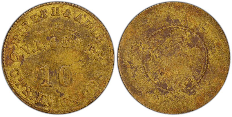 (1861-65) Brass Civil War Sutler Token S-45-10B, McBeth & Aull