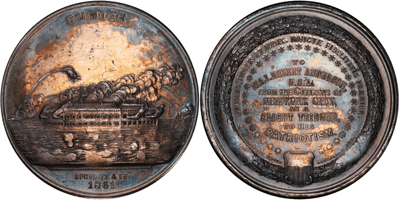 "1861" Medal Fort Sumter White Metal 70mm Robert Anderson