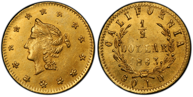 1863 Gold Half Dollar - BG-1305, H. Kroll & Co.