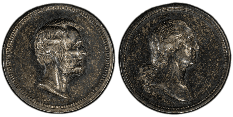 (1864) Silver Medalet J-PR-30b, Washington-Lincoln