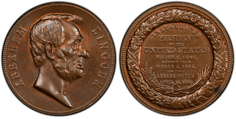 (1865) Medal Cunningham 22-270 Bronze Lincoln Assassination Restrike