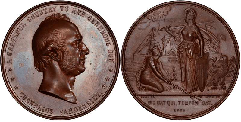 (1865) Medal J-PE-36 Bronze 76mm Cornelius Vanderbilt