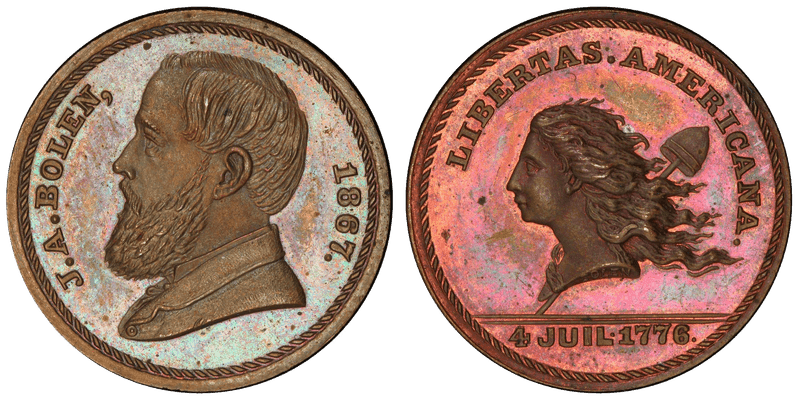 (1867) Copper Token Ma-Sp 43, J.A. Bolen