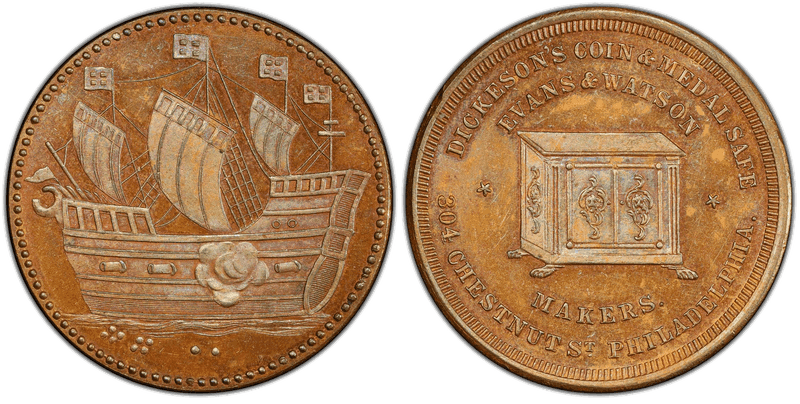 (1869) Bronze Token Rulau Pa-Ph 44, Dickeson's