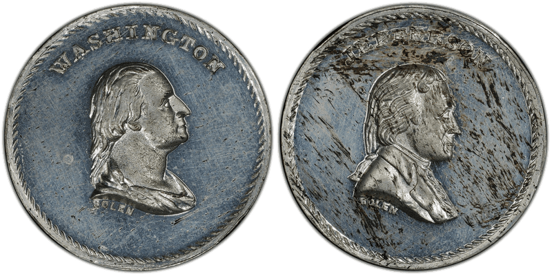 (1872) Medalet JAB-M9 White Metal, Kline Washington-Jefferson