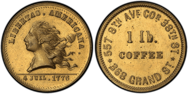 (1876) Brass Token NY-NY 732, Great Union Pacific Tea Co.
