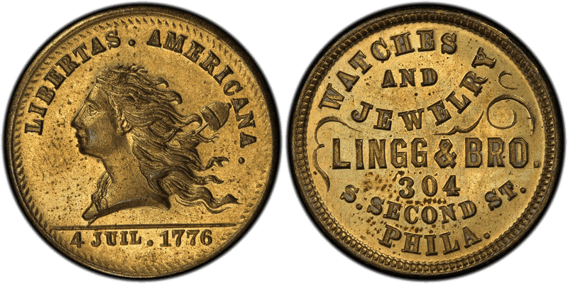 (1876) Brass Token Pa-Ph 234B, Lingg & Bro.