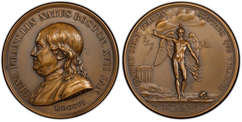 (1880-1898) Bronze Medal Betts-619, Franklin Winged Genius Restrike