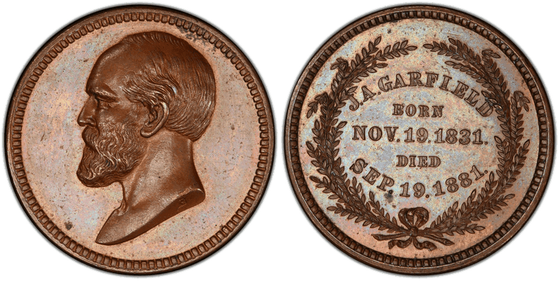 (1881) Bronze Medal J-PR-43, 25mm James A. Garfield