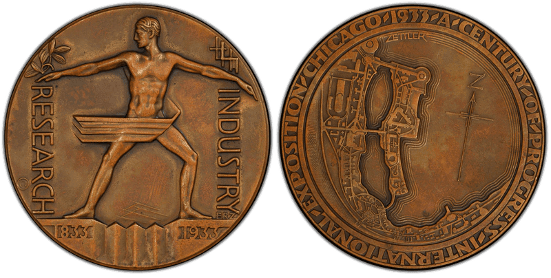 (1933) Bronze So-Called Dollar HK-463, Var 56mm Century of Progress Expo
