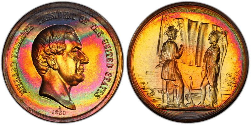 (1970s) D Indian Peace Medal - 1850 Millard Fillmore Restrike