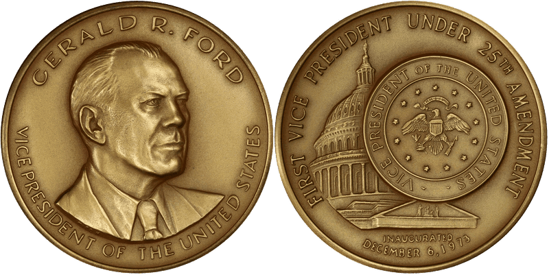 (1973) Medal Medallic Art Co. NY Gilt-Silver 64mm G. Ford 25th Ammendment