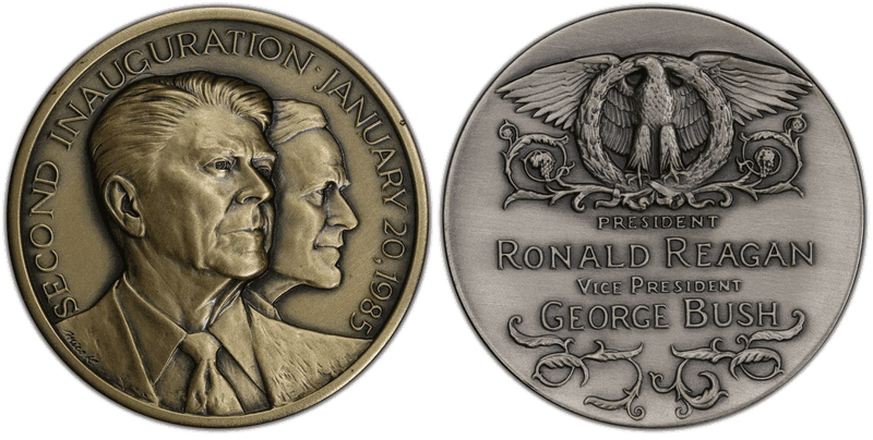 (1985) Medal Medallic Art Co. Reagan/Bush Silver Reagan 2nd Inauguration