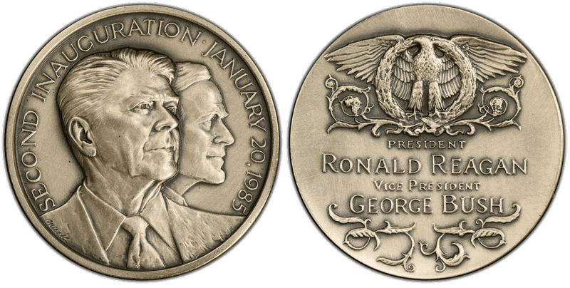 (1985)-FM Silver Medal Reagan 2nd Inauguration