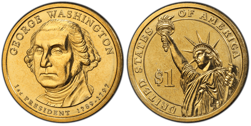2007 (P) Presidential Dollar - George Washington, Missing Edge Lettering
